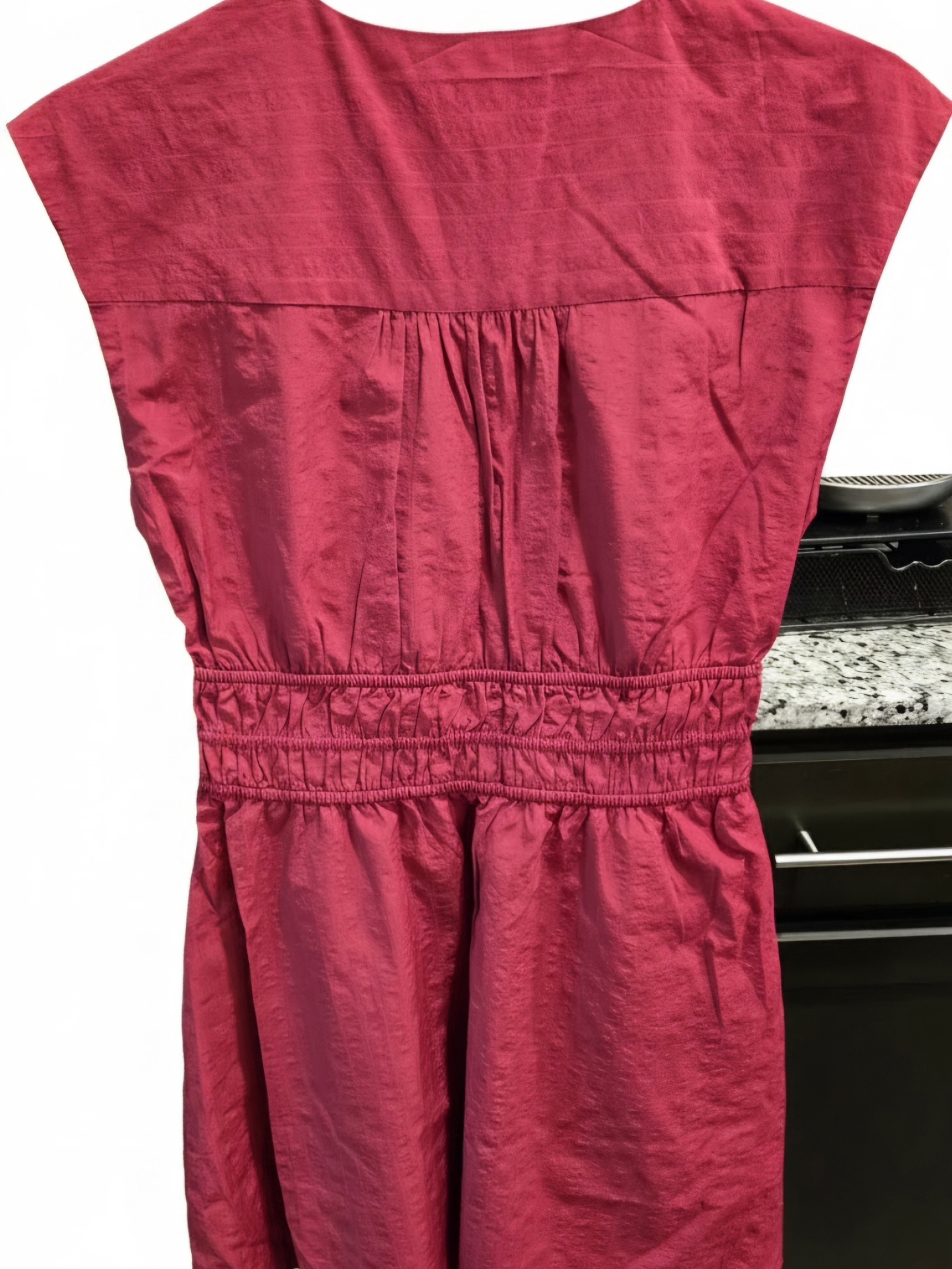 Nwt Banana Republic Factory Seersucker Mini Dress Cinnabar M Pockets! Vacation — image 5 of 8